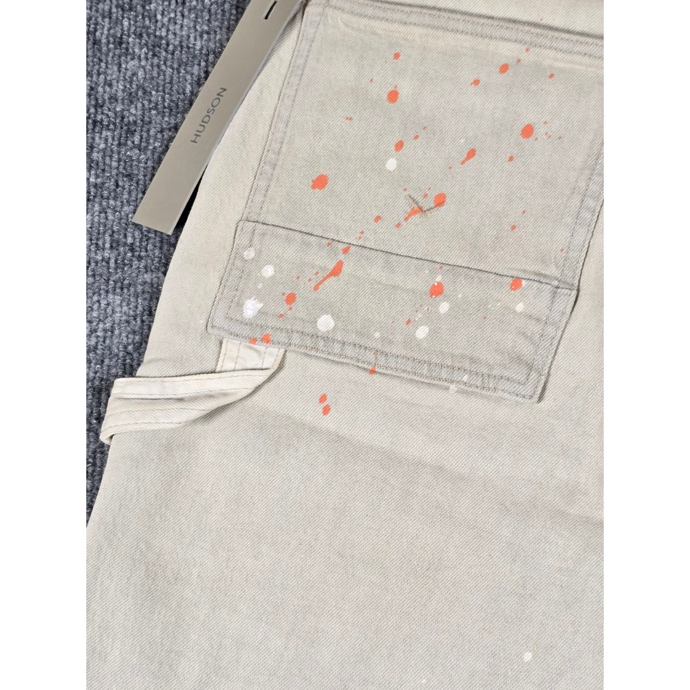 NEW Hudson Men's Carpenter Shorts Tan Painter Distressed Size 30 splatter paint‎ - Picture 9 of 14